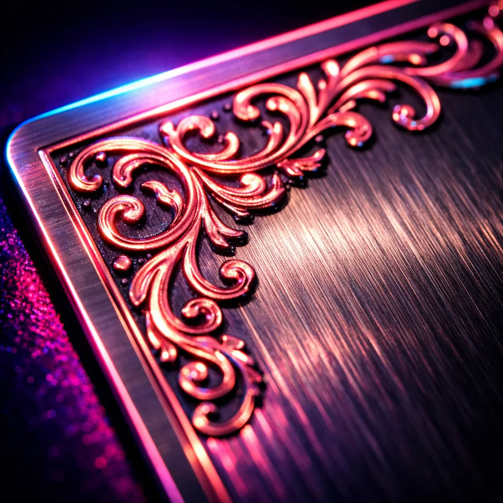 Metalen VIP-kaart met neonlicht voor het casino loyaliteitsprogramma